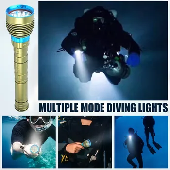 Мощный светодиодный фонарик для дайвинга, супер яркий профессиональный подводный фонарь T6/L2, водонепроницаемая лампа Ip68, использующая батарею 18650