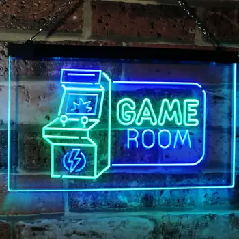 Игровая комната Аркада ТВ Человек Пещера Бар Клуб Двухцветная светодиодная неоновая Вывеска