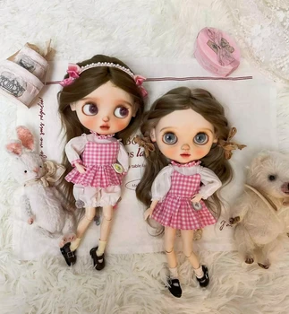 Одежда для куклы Dula, розовая юбка в клетку для куклы Blythe ob24 ob22 Bjd