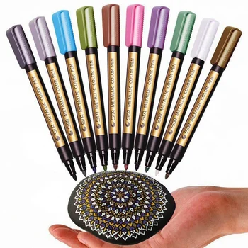 STA 10 Цветная Металлическая ручка, набор перманентных маркеров, цветной маркер для стеклянных камней, открытка, керамический компакт-диск, Акриловая ручка для скрапбукинга 